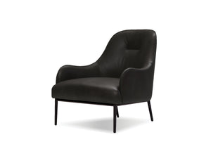 Swoon Lounge Chair in black leather with black legs