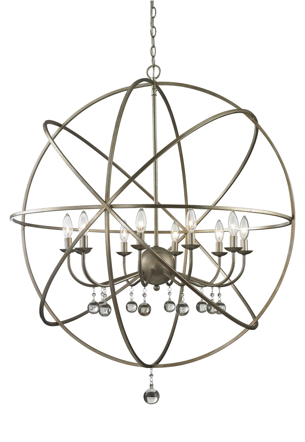 Acadia 10 Light Pendant in Antique Silver Finish