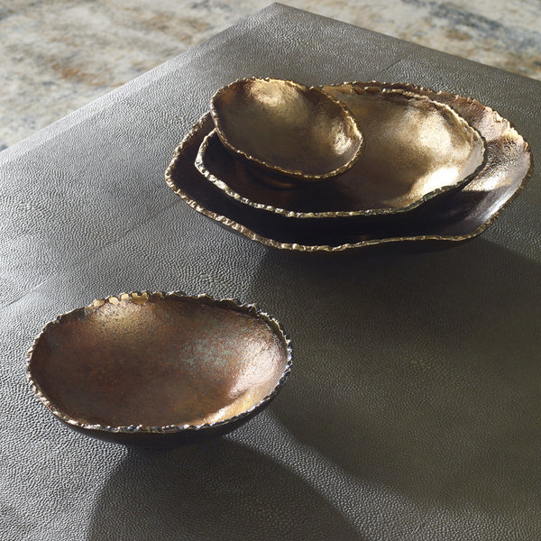 Lucky Coins Brass Wall Bowls, S/4