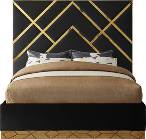 Lionel King Bed In Black Velvet