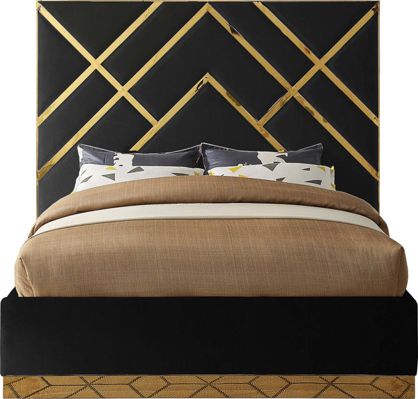 Lionel King Bed In Black Velvet