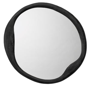Organic Metal Round Wall Mirror, Antique Grey