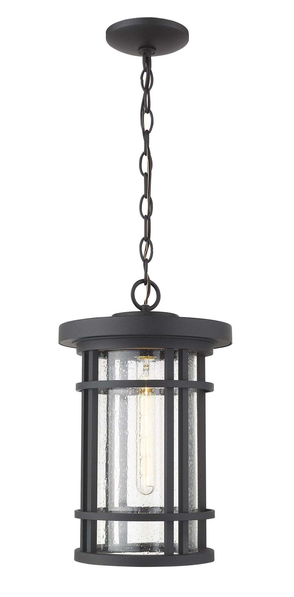 Jordan 1 Light Outdoor Chain Mount Ceiling Fixture in Black Finish