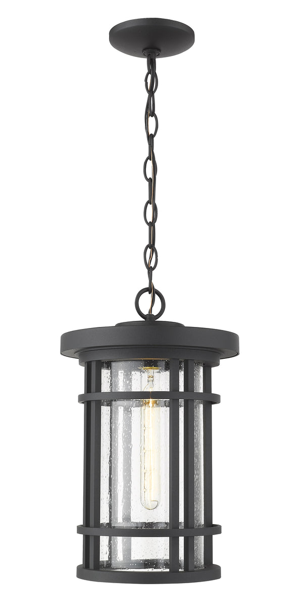 Jordan 1 Light Outdoor Chain Mount Ceiling Fixture in Black Finish