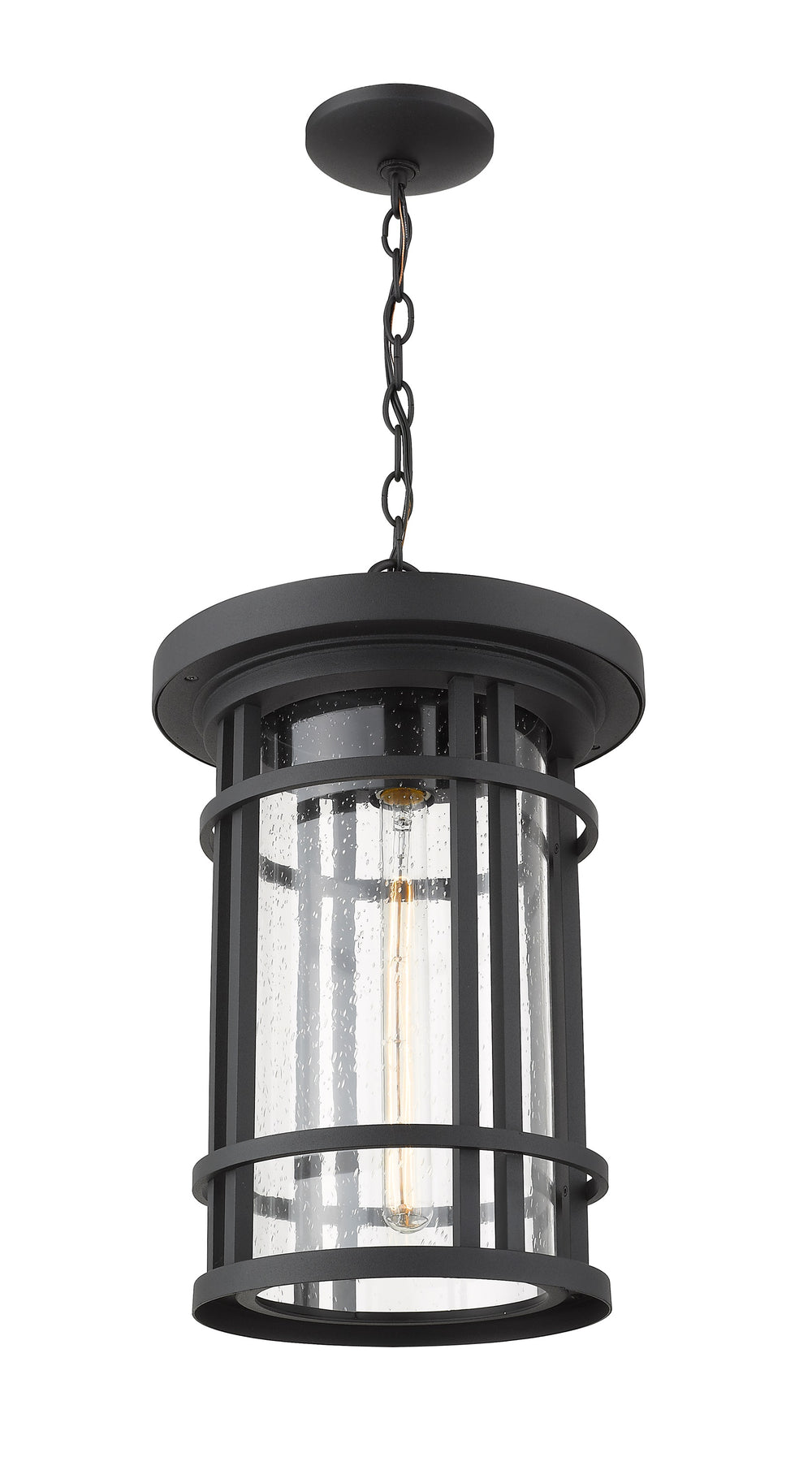 Jordan 1 Light Outdoor Chain Mount Ceiling Fixture in Black Finish