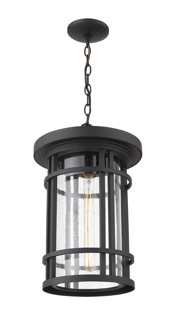 Jordan 1 Light Outdoor Chain Mount Ceiling Fixture in Black Finish
