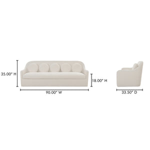 Moe's Rialto Sofa in White with Mid-Century Design