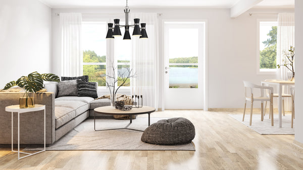 Soriano 5 Light Chandelier in Matte Black + Brushed Nickel Finish