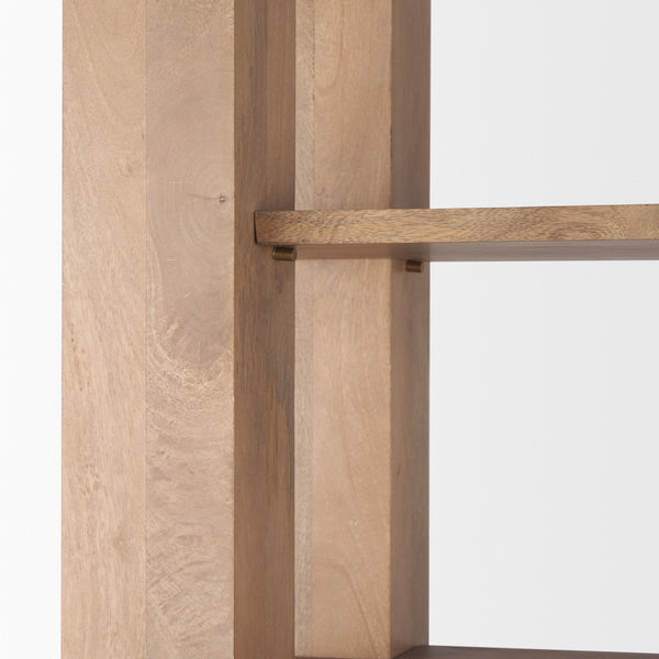 Beth Light Brown Wood w/ Open and Closed Storage Shelving Unit