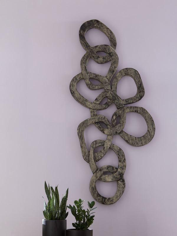 Chain Wall Art, Chamcha Wood, Grey Stone