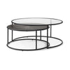 Arlo 40.0L x 40.0W x 17.0H Set of 2 Brown Wood and Glass W/Black Metal Coffee Tables
