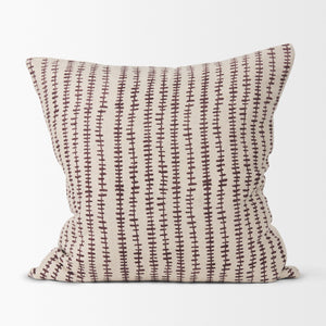 Jenna Beige w/ Merlot Print Linen Square Decorative Pillow Cover