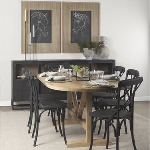 Sloan 80.0L x 17.0W x 36.0H Black Wood W/Black Metal Frame Sideboard