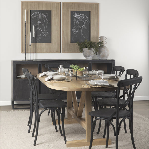 Sloan 80.0L x 17.0W x 36.0H Black Wood W/Black Metal Frame Sideboard