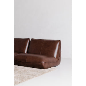 Moe's Zeppelin Leather Corner Chair in Toasted Hickory