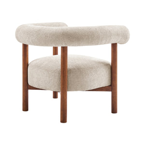 Vincent Chenille Accent Arm Chair Brown Legs, Grenada Cream 
