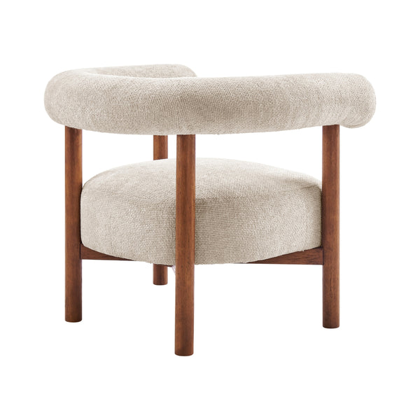 Vincent Chenille Accent Arm Chair Brown Legs, Grenada Cream 