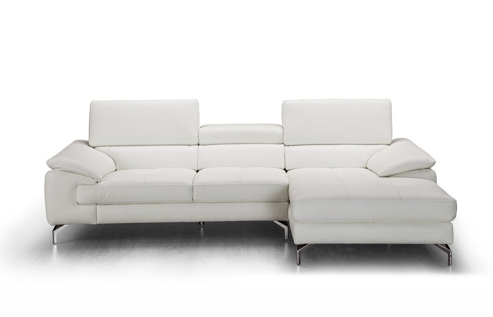 Joni Premium Leather Sectional In Right Facing Chaise