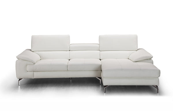 Joni Premium Leather Sectional In Right Facing Chaise