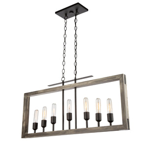 Gatehouse 7 Light Island Light (Beach Wood & Black) in Beach Wood & Black