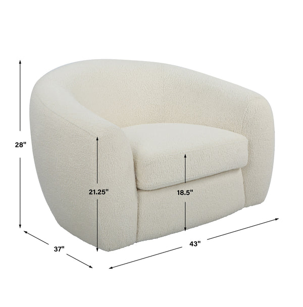 Capra  Art Deco White Swivel Chair