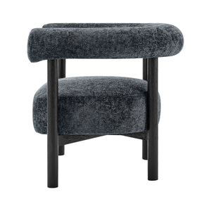 Vincent Chenille Accent Arm Chair Black Legs, Grenada Charcoal 