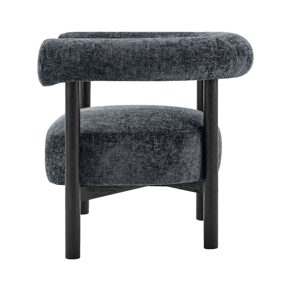 Vincent Chenille Accent Arm Chair Black Legs, Grenada Charcoal 