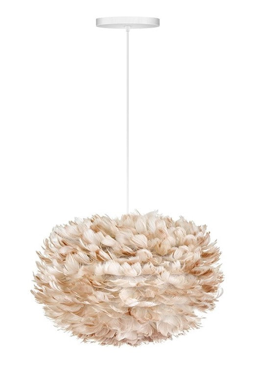 Eos Medium Hardwired Pendant in Light Brown with White Cord