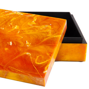 Resin Agate Box Yellow 5.75''sq