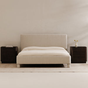 Ichigo King Bed in Light Grey Upholstered
