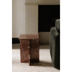 Moe's Blair Accent Table in Rosso Levanto Marble