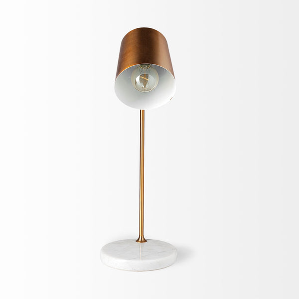 Sanderson (21.8"H) Gold Metal Shade White Marble Base Table Lamp