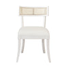 KLISMOS DINING CHAIR WITH CANE DETAIL IN MATTE WHITE LACQUER