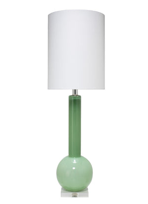 Studio Table Glass Lamp with Linen Shade, Green