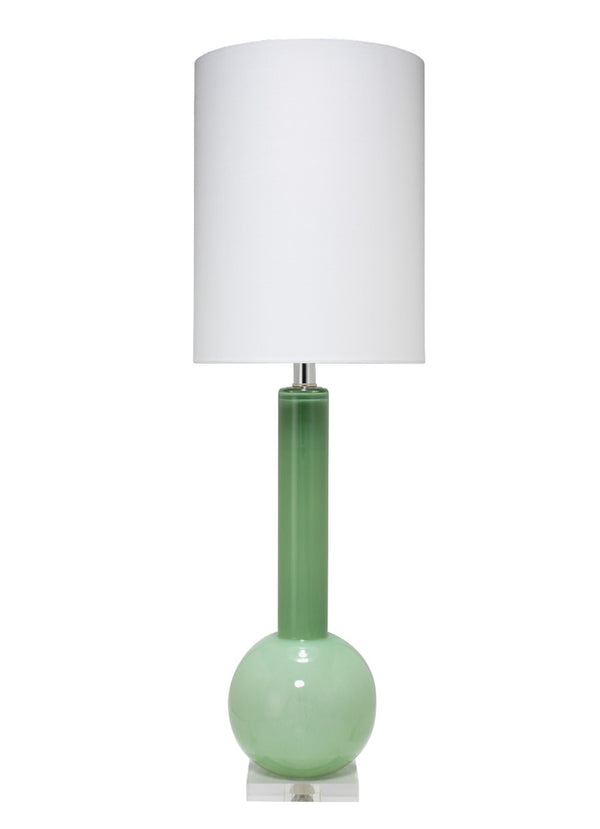 Studio Table Glass Lamp with Linen Shade, Green