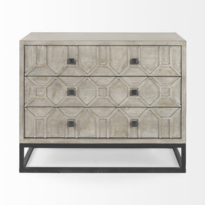 Genevieve I 39L x 16W Light Brown Fir Veneer 3 Drawer Accent Cabinet
