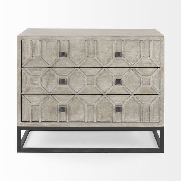 Genevieve I 39L x 16W Light Brown Fir Veneer 3 Drawer Accent Cabinet