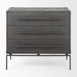 Ward 34L x 18W Brown Wood and Iron 3 Drawer Accent Cabinet