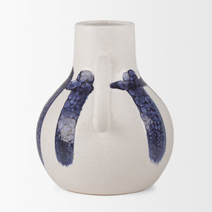 Truett White w/ Blue Stripes Ceramic Jug Vase