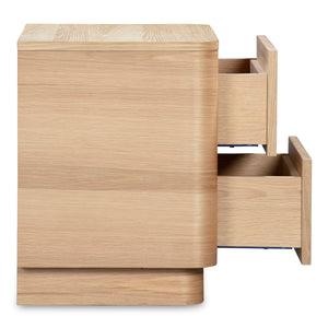 Round Off Tall Nightstand in Natural Oak