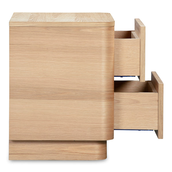 Round Off Tall Nightstand in Natural Oak