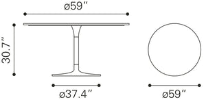 Metropolis Dining Table 60" Black