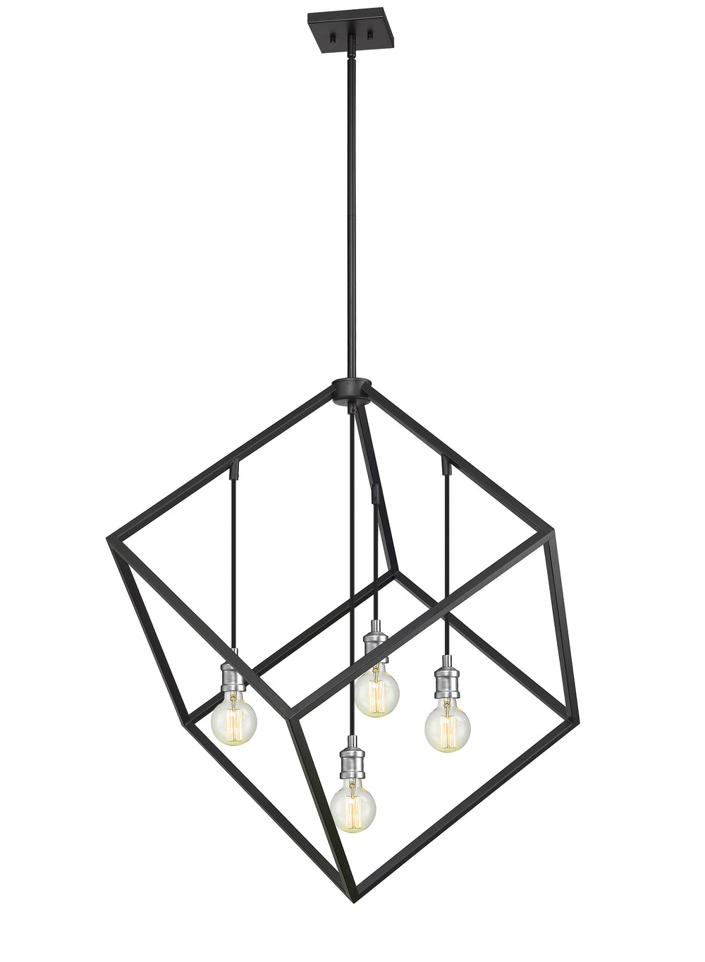 Vertical 4 Light Pendant in Matte Black + Brushed Nickel Finish