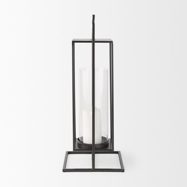 Albus I Large Black Metal Rectangular Table Candle Holder