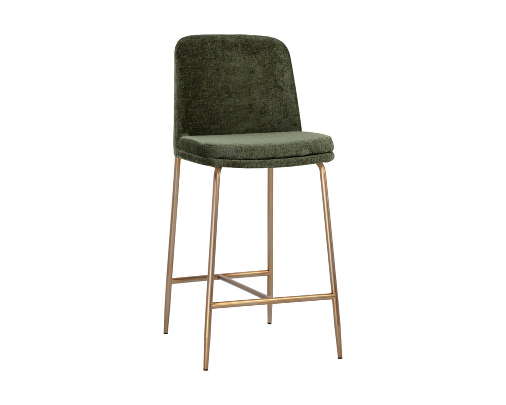 ZEKE COUNTER STOOL - ANTIQUE BRASS - BERGEN OLIVE