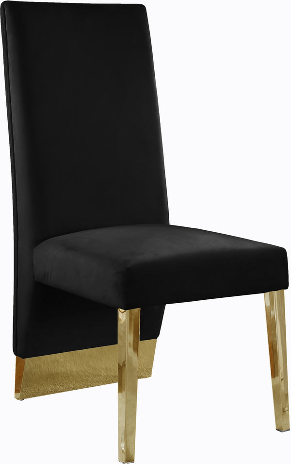 Stanley Dining Chair In Black Velvet and Gold