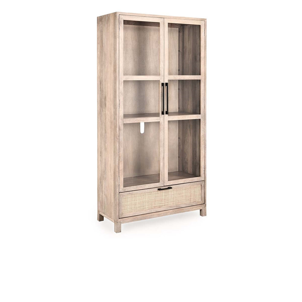 Jensen Solid Wood Cane Tall Cabinet - Meadow Taupe