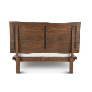 London Loft Acacia Wood Live Edge Queen Bed in Walnut Finish