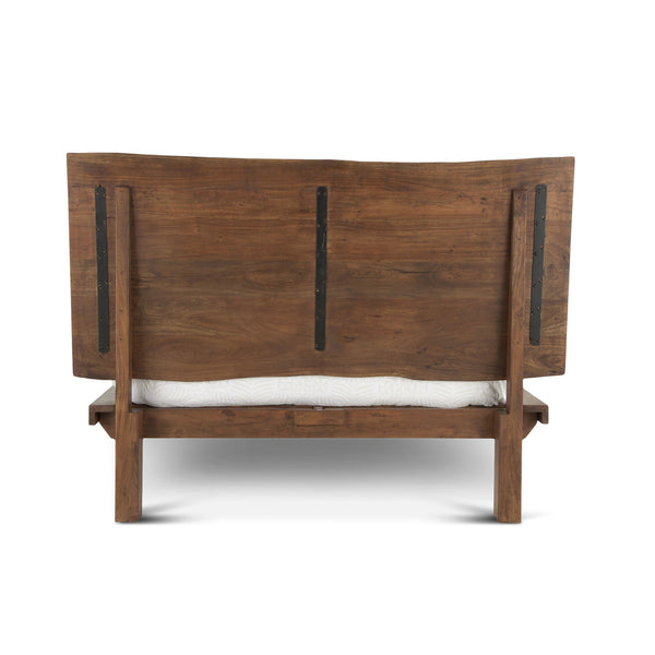 London Loft Acacia Wood Live Edge Queen Bed in Walnut Finish