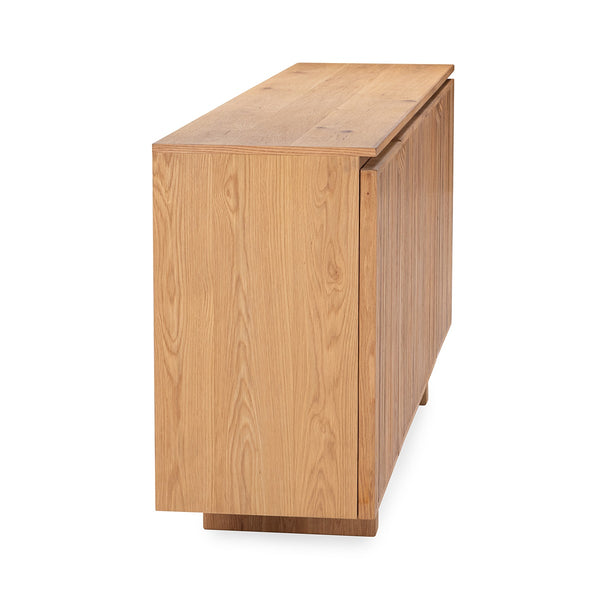 Roya Solid Wood 4-Door Cabinet in Tawny Brown Finish